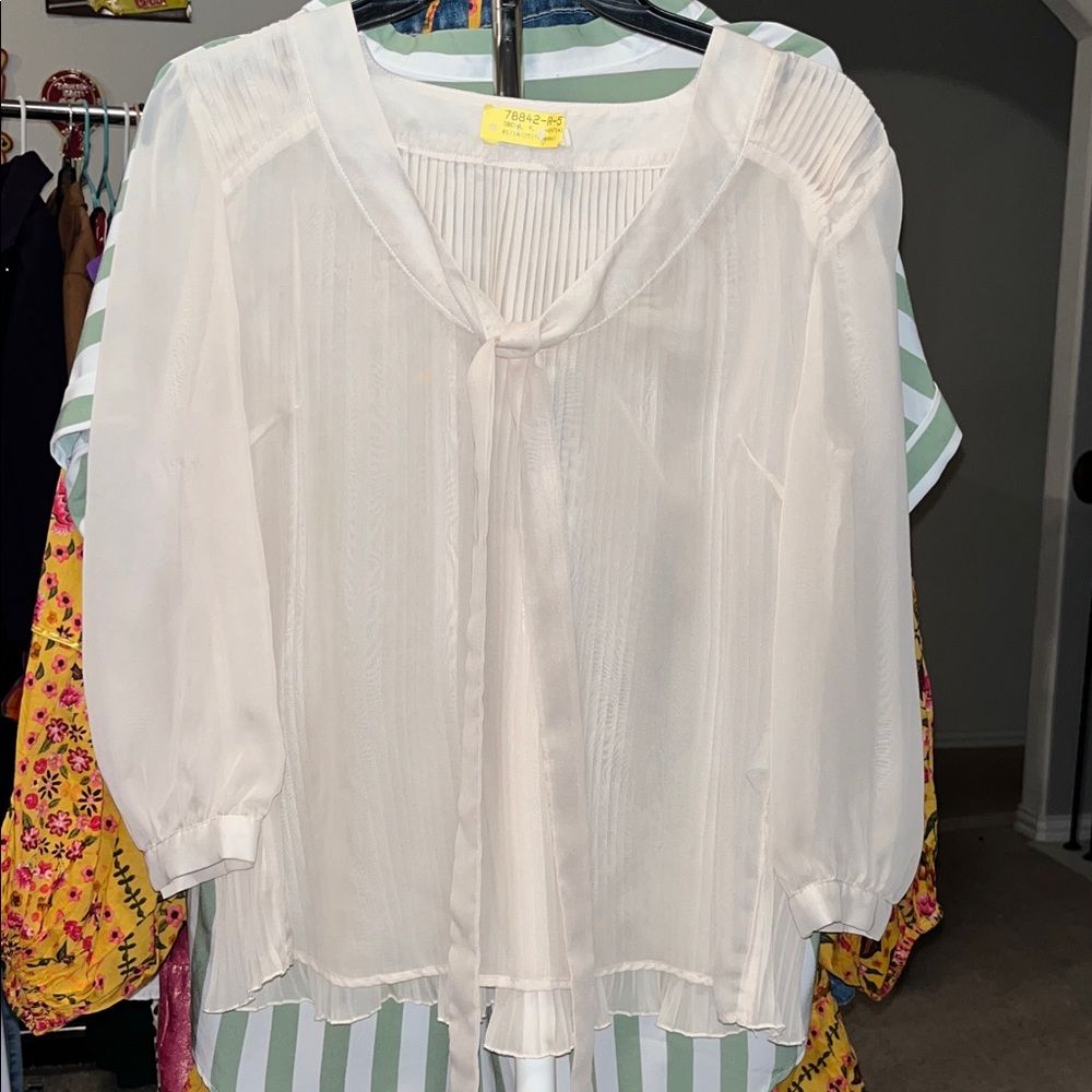 Tulle Cream Blouse with Elegant Tie